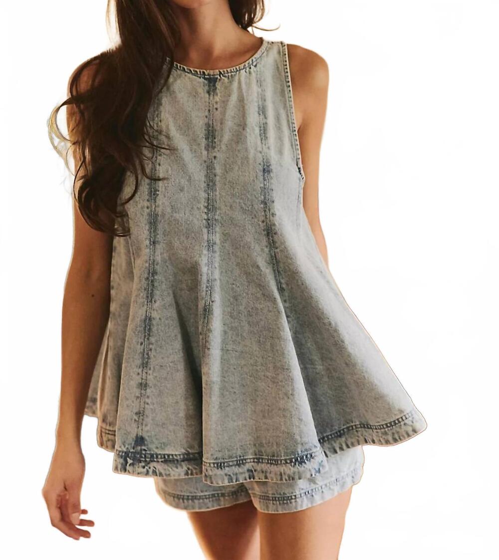 NEW FREE PEOPLE cassius denim set in bleachout